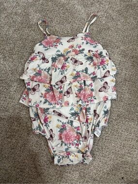 Posh Peanut Baby Girl Bamboo Constance Bodysuit Twirl Ruffle romper 2T